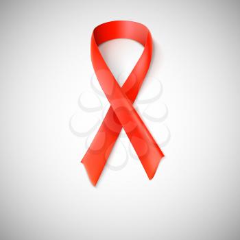 Red ribbon loop. Aids awareness red ribbon on white background.