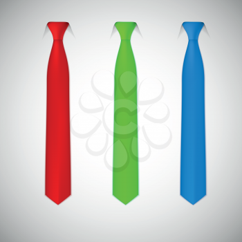 Set of colored, silk ties. Vector illustration