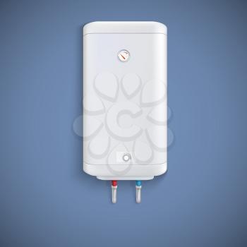 Electric water heater on colored background. Vector illustration
