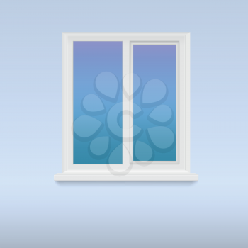 Closed, white plastic window. Vector illustration for your design.