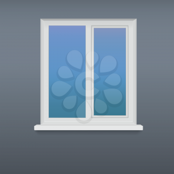 Closed, white plastic window. Vector illustration for your design.