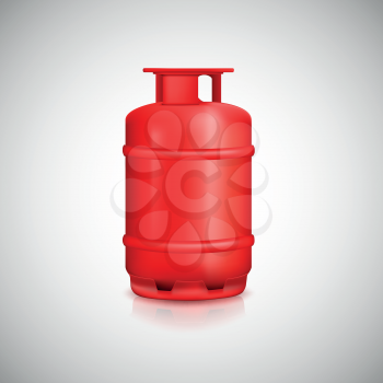 Propane gas balloon. Red gas tank, gas container.