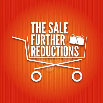 The sale further reductions poster with a basket, vector illustration, vector illustration for your design