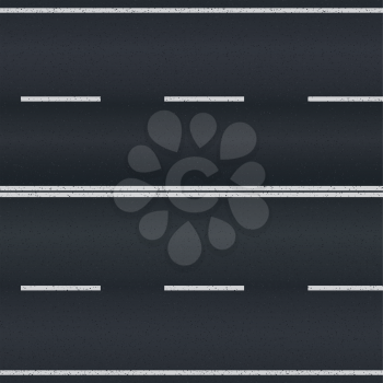 Asphalt road texture with white stripes. Vector illustration