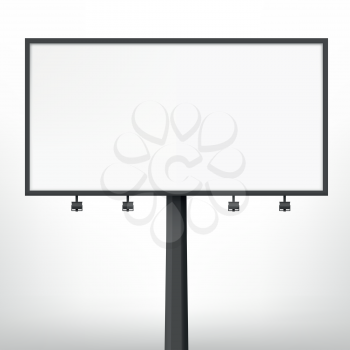 Blank black billboard, vector illustration. Template for your design.