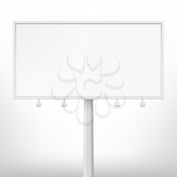 Blank white billboard, vector illustration. Template for your design.