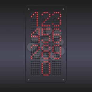 Colorful red LED panel against dark background with numbers.