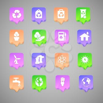 The set of environmental icons with colored background.
