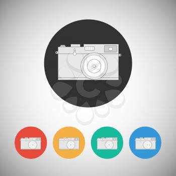 Film camera icon on round background, vector for your design
