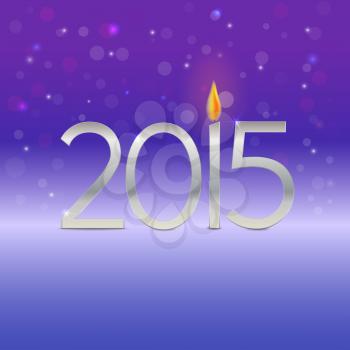 Happy new year card with candle flame and numerics 2015