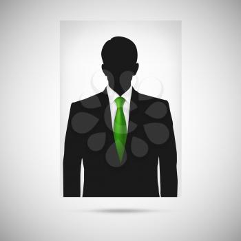 Profile picture whith green tie. Unknown person silhouette, silhouette profile