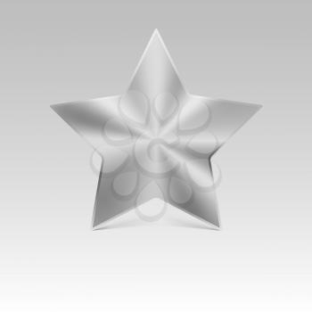 Metal star, silver. White color, vector illustration. Icon for your design