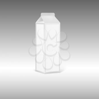 Blank grey juice or milk packaging with label. Vector illustration for your design.