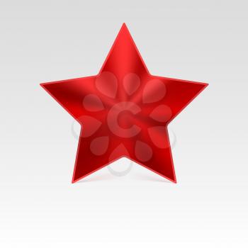 Metal star with shadow. Red color, vector illustration. Icon for your design.