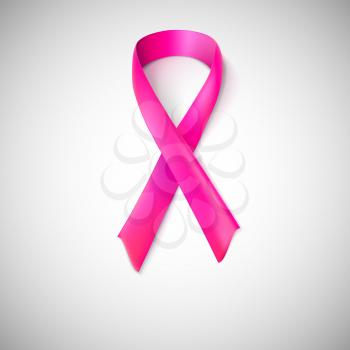 Pink ribbon loop. Breast cancer awareness pink ribbon on white background.