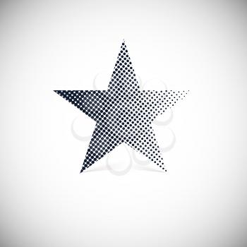 Black halftone star with shadow. Design element for you.
