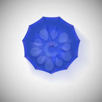 Opened blue umbrella, top view, closeup. Vector illustration.