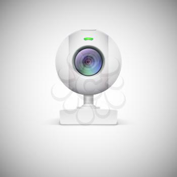 Realistic white webcam icon. Vector illustration on white background