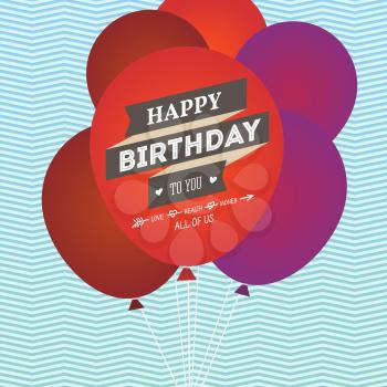 Happy birthday greeting card with balloons. Vector illustration for you