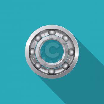 Ball bearing, isolated on color background with long shadow. Vector illustration for your business