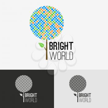 Tree bright vector design represents friendly logo concept.