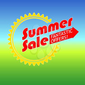 Summer sale banner with summer background. Vector illustration for your design and business