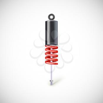 Car shock absorber and spring. Vector icon, isolated on white background