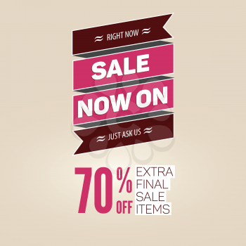 Vintage sale vector template with discount percentage. Sale now on banner