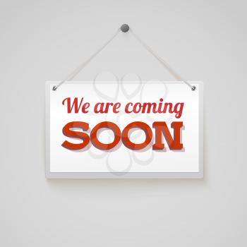 Coming soon sign new upcoming attraction or event, isolated on white background