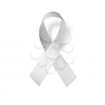 Grey awareness ribbon Vector illustration isolated on white background
