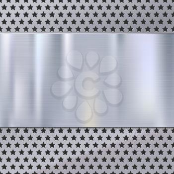 Metal plate over grate texture, stainless steel metal with place for your text, vector illustration for your design.