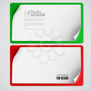 Blank sticker banner with curved corners isolated on white background. Vector illustration