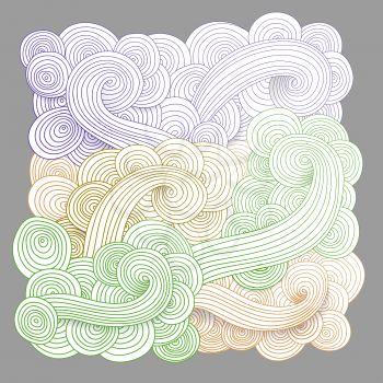 Tangled pattern, waves background. Abstract hand-drawn ornament, vector illustration