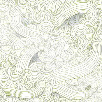Tangled pattern, waves background. Abstract hand-drawn ornament, vector illustration