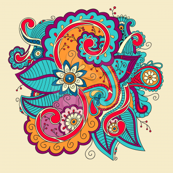 Beautiful decorative floral ornamental sketchy pattern, doodle style