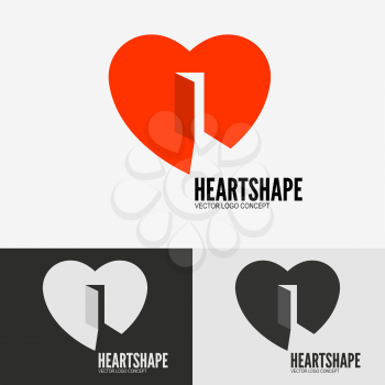 Heart with door, open heart symbol, logo template for your business presentation