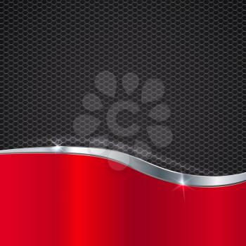 Elegant vector metallic background. Color polished texture with highlights and glow on the background of metal mesh