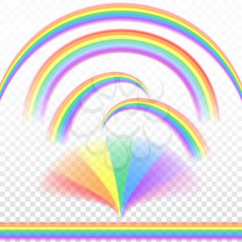 Transparent  rainbows in different shape, realistic set vector