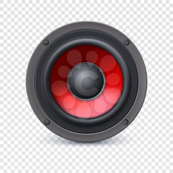 Audio speaker with the red diffuser on transparent background, vector illustration for your presentation, posters, cover and other design