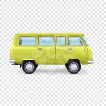 Yellow minibus on transparent background, vector illustration for your presentation, posters, cover and other design
