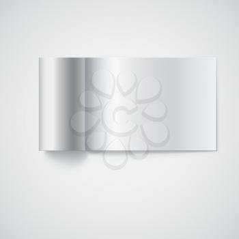 Blank opened magazine template with rolled pages, isolated  on white background Vector illustration.