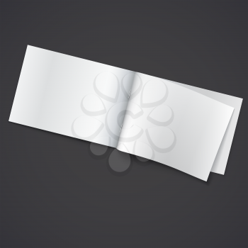 Blank opened magazine template, isolated  on dark background Vector illustration.