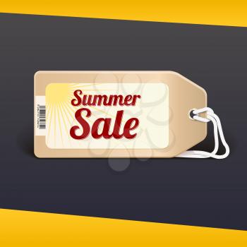 Summer sale banner with price tag. Great bright background for your offers, promotional posters, advertising shopping flyers and discount banners. 