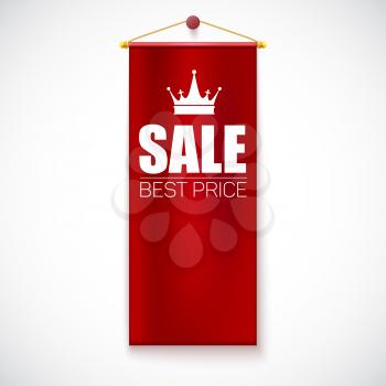 Sale Poster with with vertical flag and crown. Sale and discounts template. Clearance Sale Banner, graphics sales, sale flyer, sale background. Vector illustration