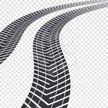 Winding tire tracks on transparent background, vector illustration for your presentation, posters, cover and other design