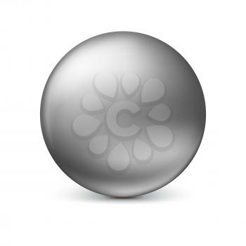 Gray glossy sphere isolated on white with shadow and reflections in the color of the sphere. Vector illustration for your design, easy to edit and change the size