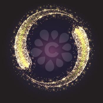 Glittering star dust circle. Magic lights vector background. Abstract background with luminous swirling backdrop.