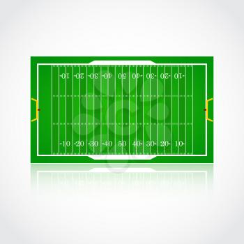 A realistic aerial view of official American football field Front view with reflection and marking, easily resizable Template for a website, mobile application, presentation, corporate identity design