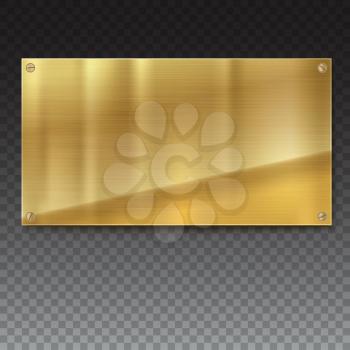 Shiny brushed metal gold, yellow plate banners on white background Stainless steel background, vector illustration for you