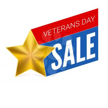 Veterans day sale. Sticker, banner, national holiday template Vector illustration